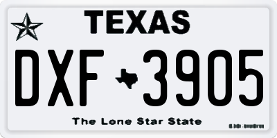 TX license plate DXF3905
