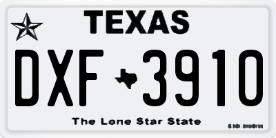 TX license plate DXF3910
