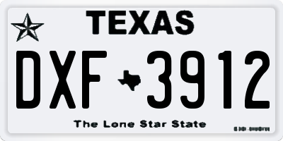 TX license plate DXF3912