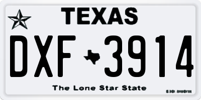 TX license plate DXF3914