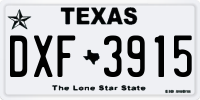 TX license plate DXF3915