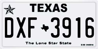 TX license plate DXF3916