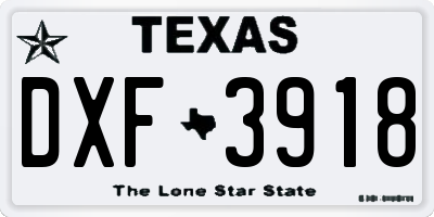 TX license plate DXF3918