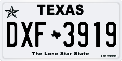 TX license plate DXF3919