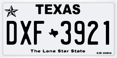 TX license plate DXF3921