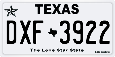 TX license plate DXF3922