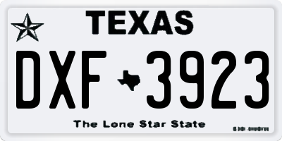TX license plate DXF3923