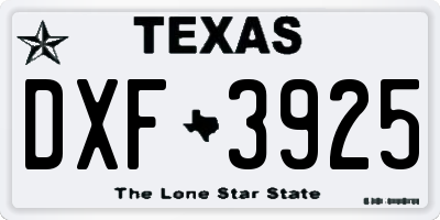 TX license plate DXF3925