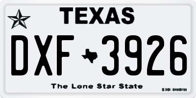 TX license plate DXF3926