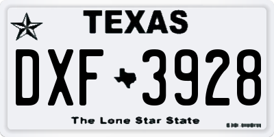 TX license plate DXF3928