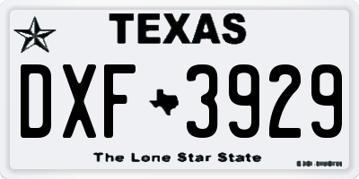 TX license plate DXF3929