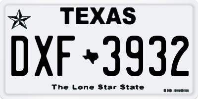 TX license plate DXF3932