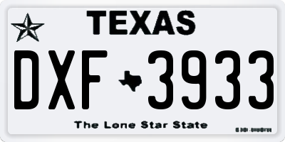 TX license plate DXF3933