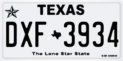 TX license plate DXF3934