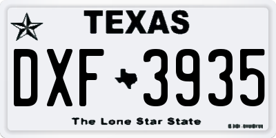 TX license plate DXF3935