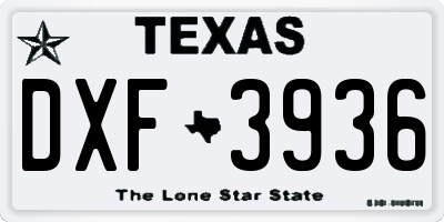 TX license plate DXF3936