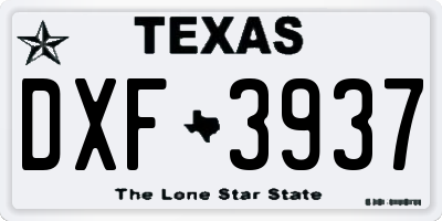 TX license plate DXF3937