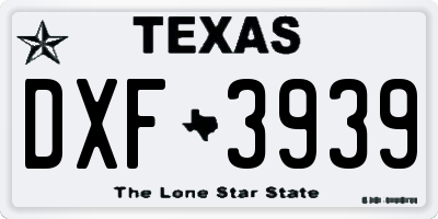 TX license plate DXF3939