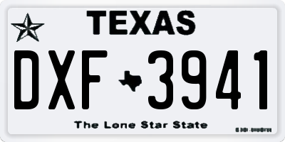 TX license plate DXF3941