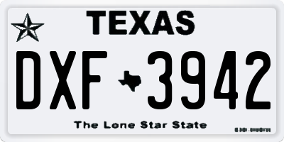 TX license plate DXF3942