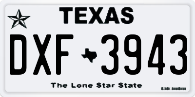 TX license plate DXF3943