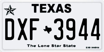 TX license plate DXF3944