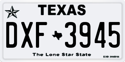 TX license plate DXF3945