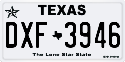 TX license plate DXF3946
