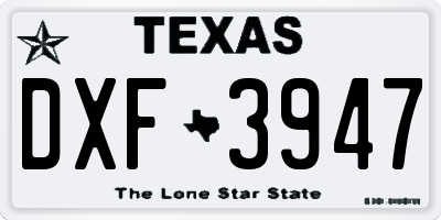 TX license plate DXF3947