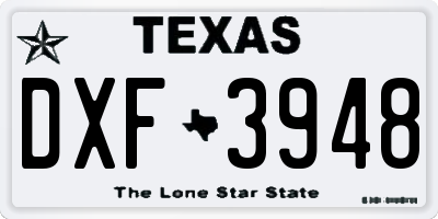 TX license plate DXF3948