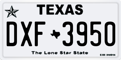 TX license plate DXF3950