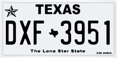 TX license plate DXF3951