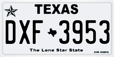 TX license plate DXF3953