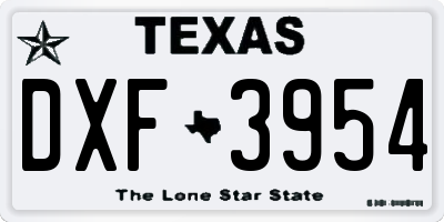 TX license plate DXF3954