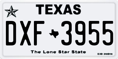 TX license plate DXF3955