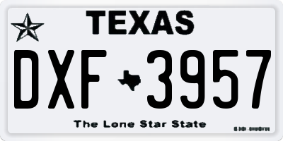 TX license plate DXF3957