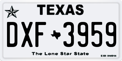 TX license plate DXF3959