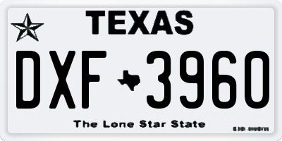 TX license plate DXF3960