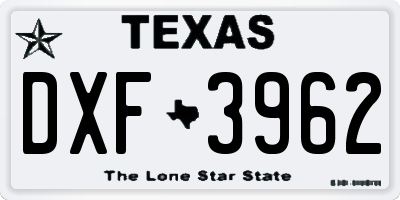 TX license plate DXF3962