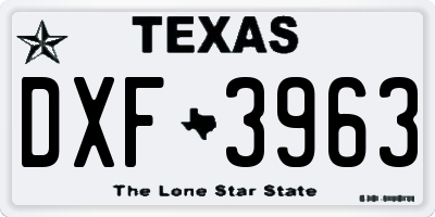TX license plate DXF3963