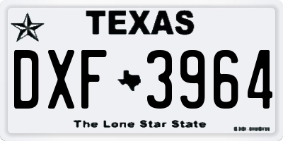 TX license plate DXF3964