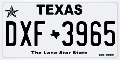 TX license plate DXF3965
