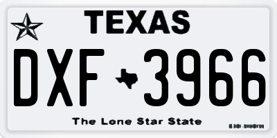 TX license plate DXF3966