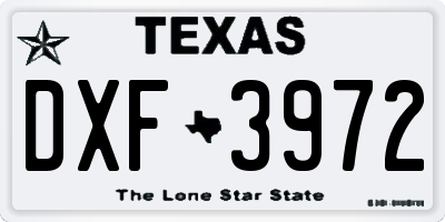 TX license plate DXF3972