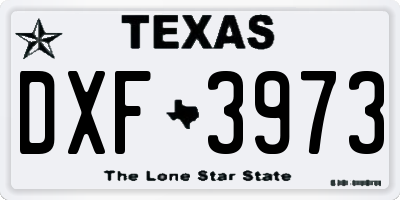 TX license plate DXF3973