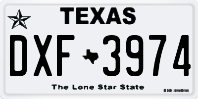 TX license plate DXF3974