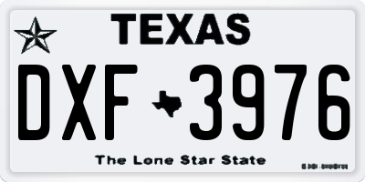 TX license plate DXF3976
