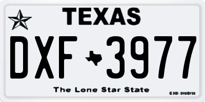 TX license plate DXF3977