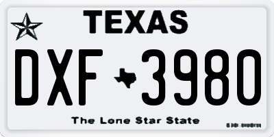 TX license plate DXF3980