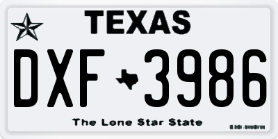 TX license plate DXF3986
